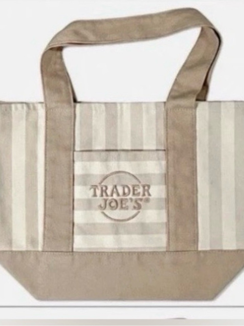 NWT Trader Joe's Beige Stripe Tote Bag 2026